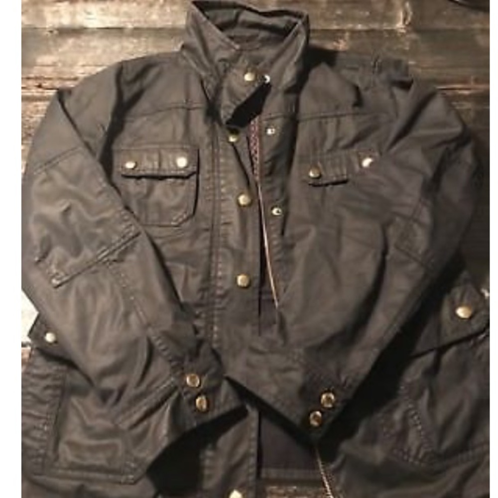 Mens JCrew jacket black waxed canvas